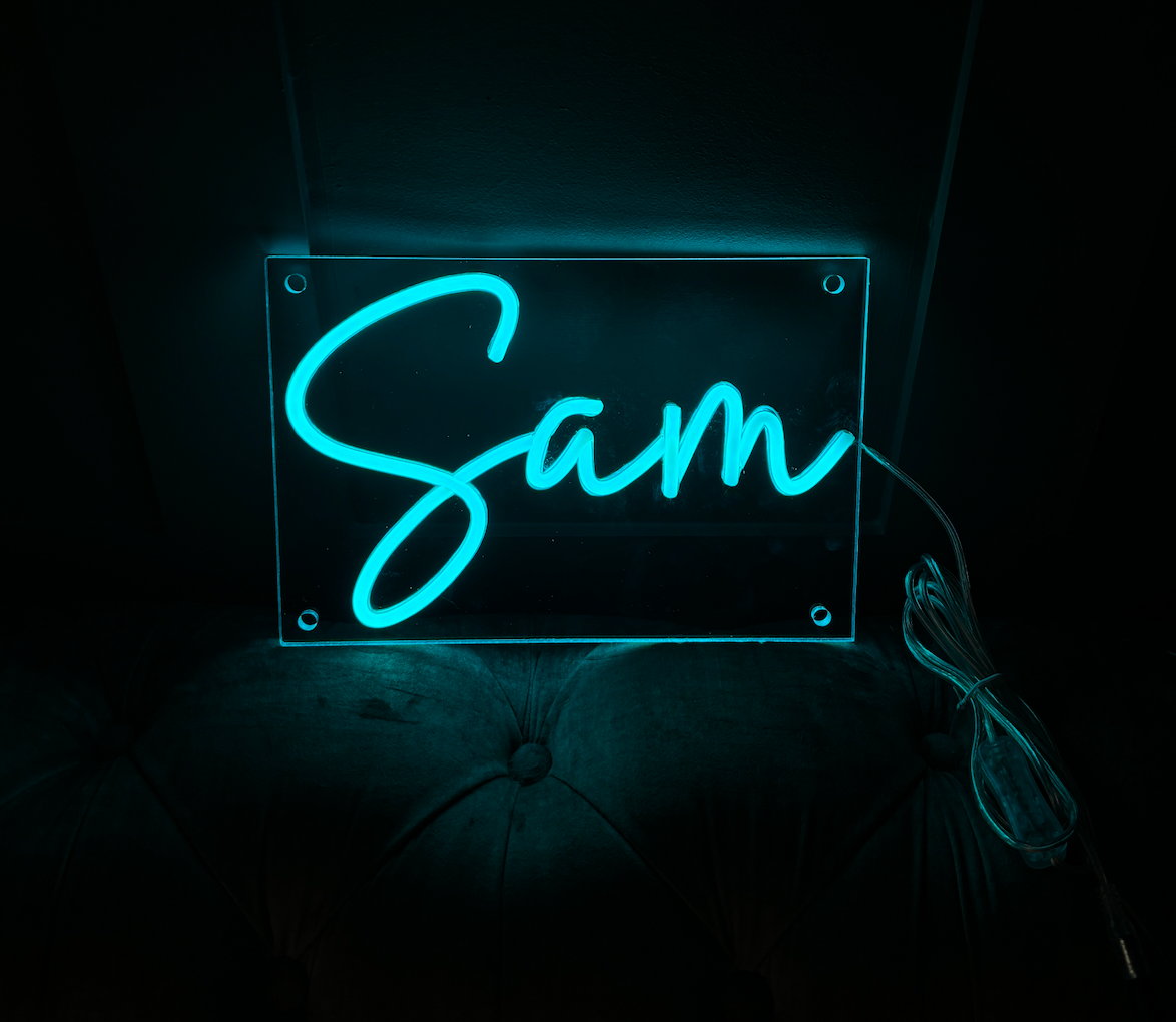 LED Neon Sign for a boys room in light blue