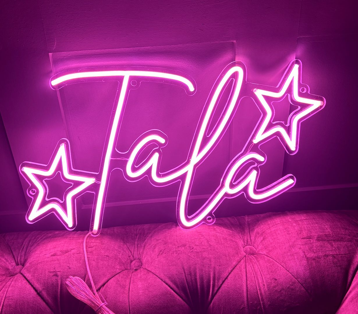 LED Neon Sign for a girls room with 2 starts around it