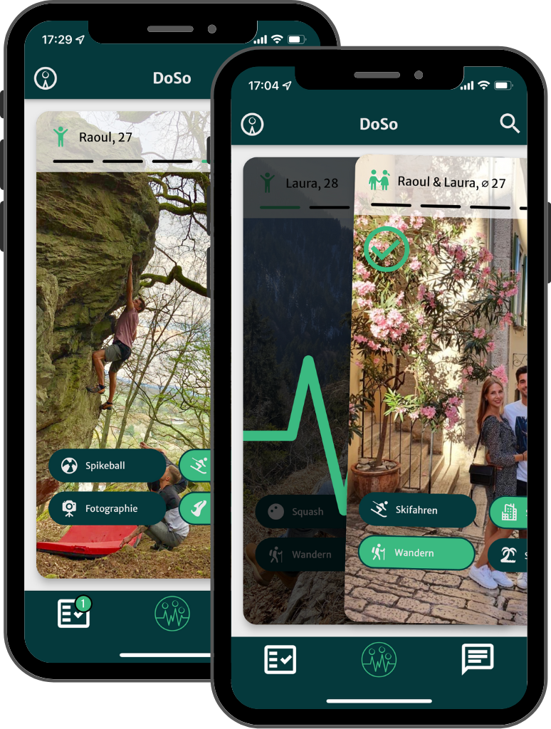 Die DoSo App während einer Swipe Interaktion