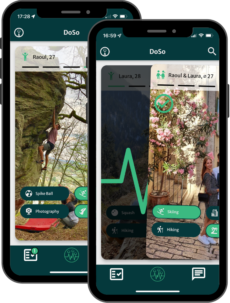 Die DoSo App während einer Swipe Interaktion