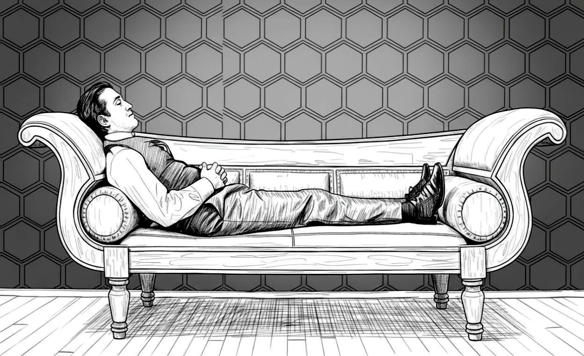 Pourquoi consulter un psychanalyste ? Patient allongé sur un divan dans le cadre d'une séance de psychanalyse