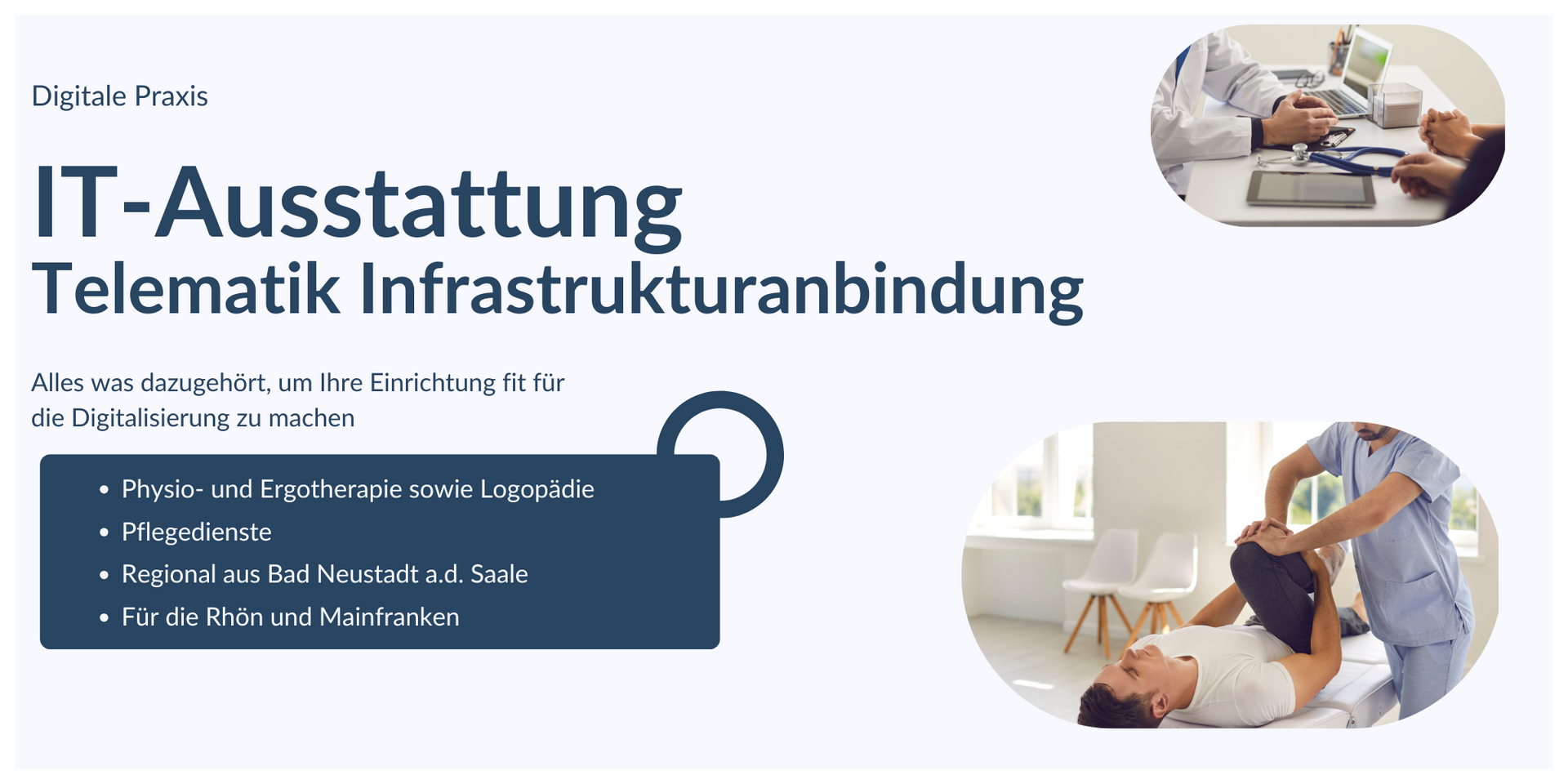 Übersicht über IT-Ausstattung und Telematik-Infrastuktur, sowie die Bereich für die es angeboten wird