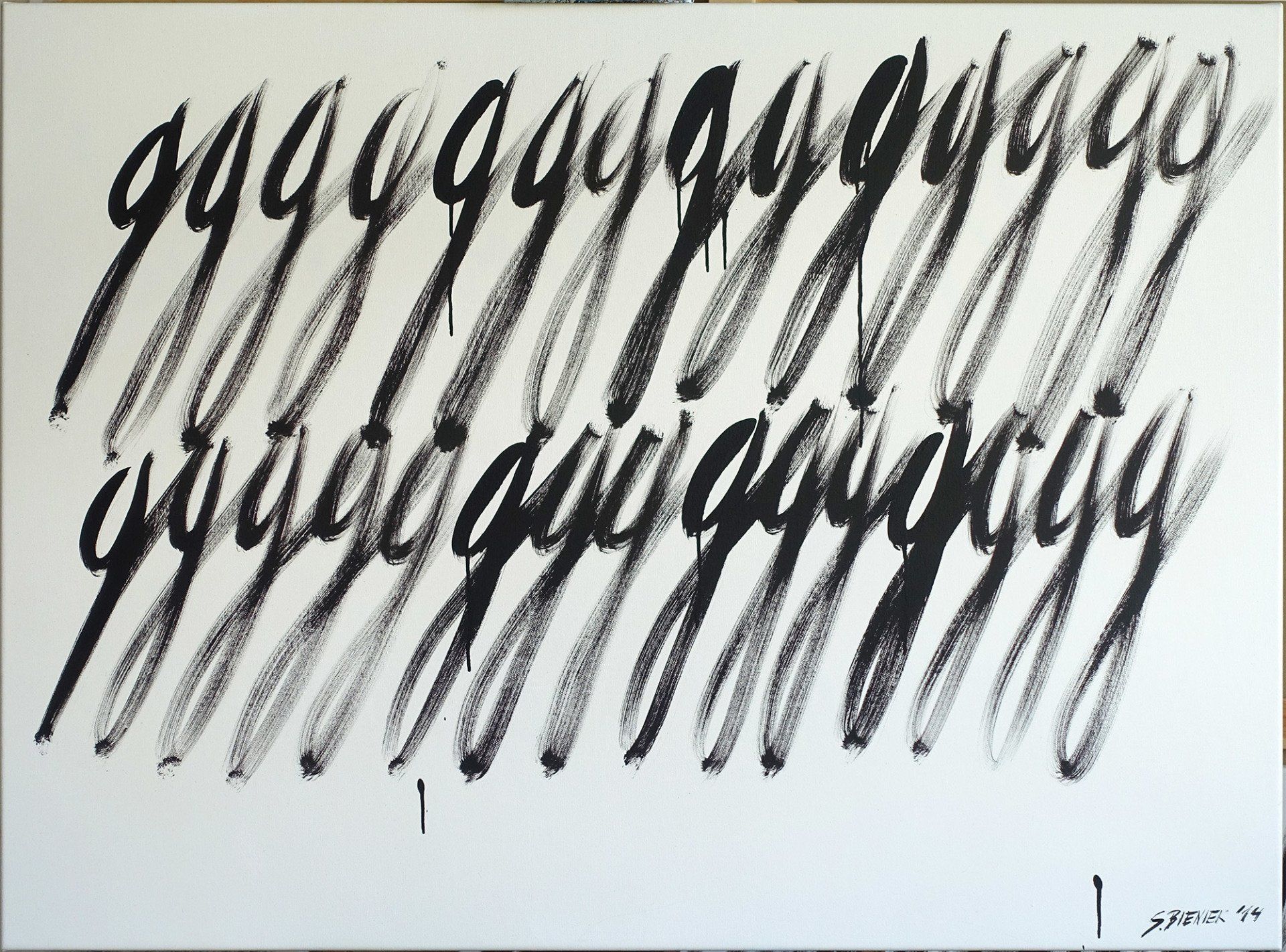 „G“ by Sebastian Bieniek (B1EN1EK), 2014. Oil on canvas. 90 cm. x 120 cm. From the oeuvre of Bieniek-Text and part of the „G“ by Sebastian Bieniek (B1EN1EK), 2014. Oil on canvas. 90 cm. x 120 cm. From the oeuvre of Bieniek-Text and part of the
