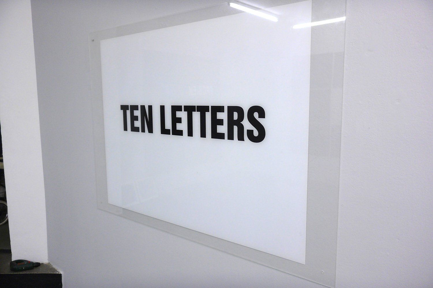 „Tenletters“ by Sebastian Bieniek (B1EN1EK), 2001. Fine art print glued with silicon on the inside of a plexiglass. 113 cm. x 160 cm. First artwork from the  „Tenletters“ by Sebastian Bieniek (B1EN1EK), 2001. Fine art print glued with silicon on the inside of a plexiglass. 113 cm. x 160 cm. First artwork from the