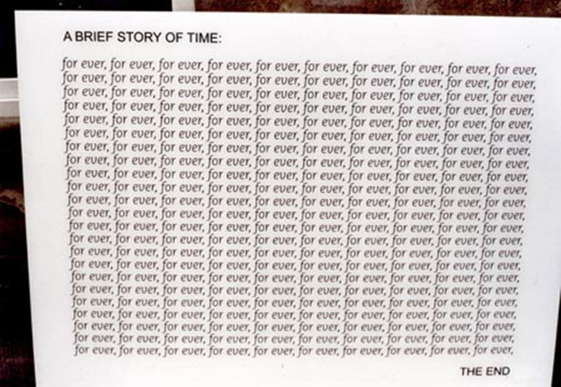 „A Brief Story of Time“ by Sebastian Bieniek (B1EN1EK), 2001. Fine art print glued with silicon on the inside of a plexiglass. 113 cm. x 160 cm. First artwork from the „A Brief Story of Time“ by Sebastian Bieniek (B1EN1EK), 2001. Fine art print glued with silicon on the inside of a plexiglass. 113 cm. x 160 cm. First artwork from the