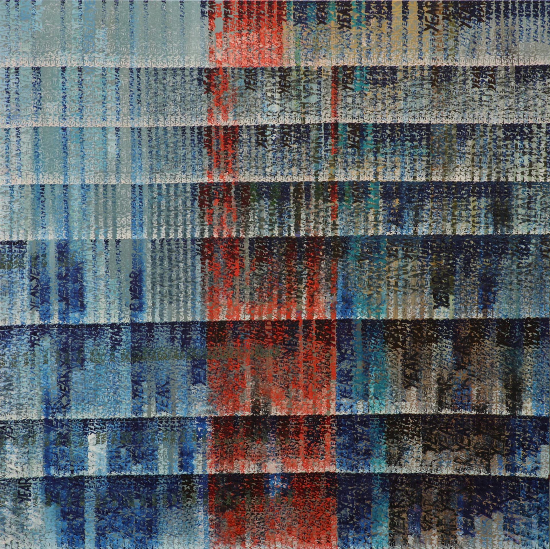 „50.000 Years“ by Sebastian Bieniek (B1EN1EK), 2015. Oil on cannvas. 200 cm. x 200 cm. 4th Artwork from the oeuvre of Bieniek-Text and the series of „50.000 Years“ by Sebastian Bieniek (B1EN1EK), 2015. Oil on cannvas. 200 cm. x 200 cm. 4th Artwork from the oeuvre of Bieniek-Text and the series of