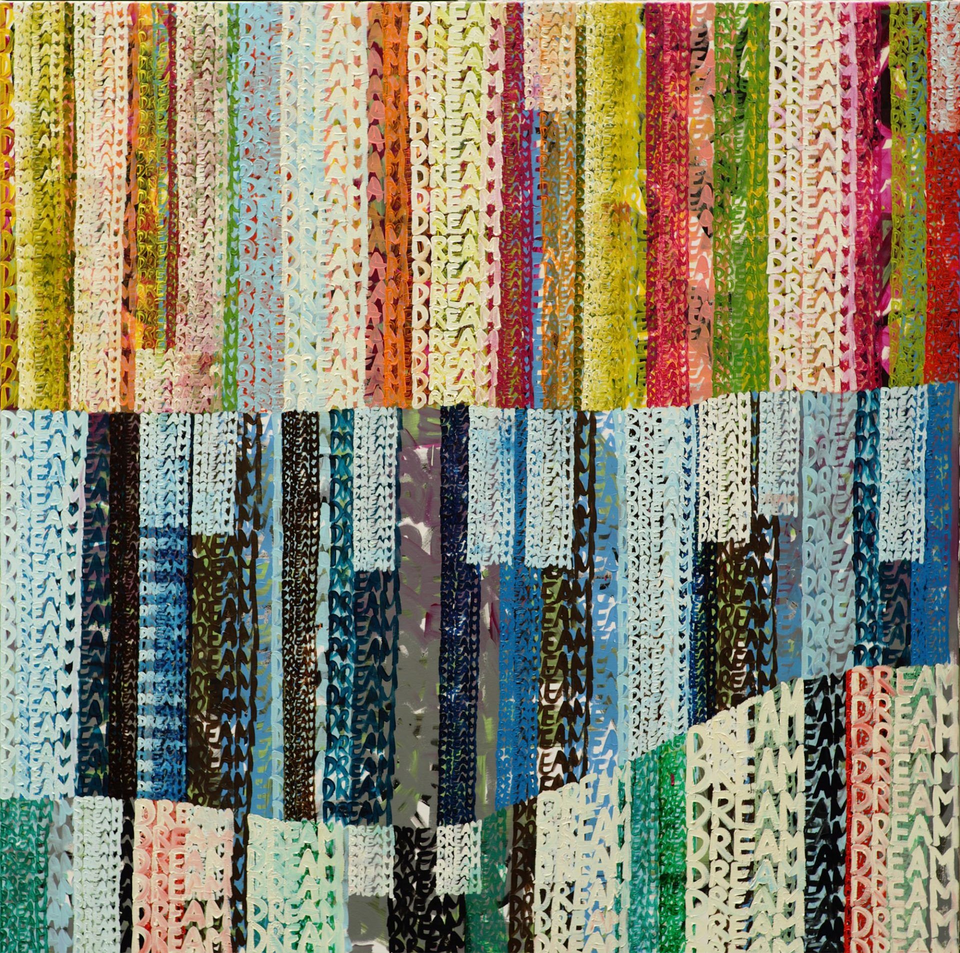 „7.000 Dreams“ by Sebastian Bieniek (B1EN1EK), 2015. Oil on cannvas. 200 cm. x 200 cm. 5th Artwork from the oeuvre of Bieniek-Text and the series of „7.000 Dreams“ by Sebastian Bieniek (B1EN1EK), 2015. Oil on cannvas. 200 cm. x 200 cm. 5th Artwork from the oeuvre of Bieniek-Text and the series of