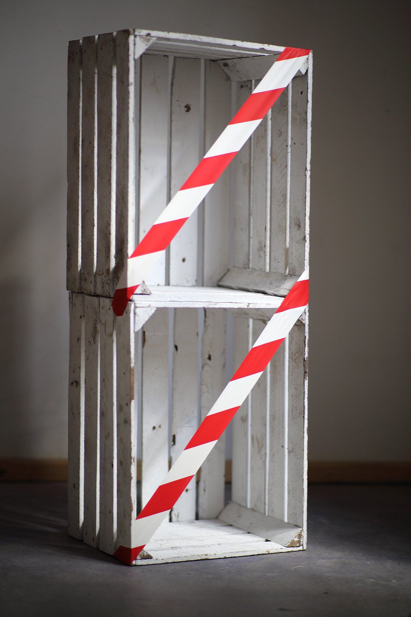 „Barrier Tape Art Sculpture No. 6“ by inventor of Barrier Tape Art, Sebastian Bieniek (B1EN1EK), 2020. Barrier Tape on wood. 100 cm. x 40 cm. x 28,5 cm. „Barrier Tape Art Sculpture No. 6“ by inventor of Barrier Tape Art, Sebastian Bieniek (B1EN1EK), 2020. Barrier Tape on wood. 100 cm. x 40 cm. x 28,5 cm.