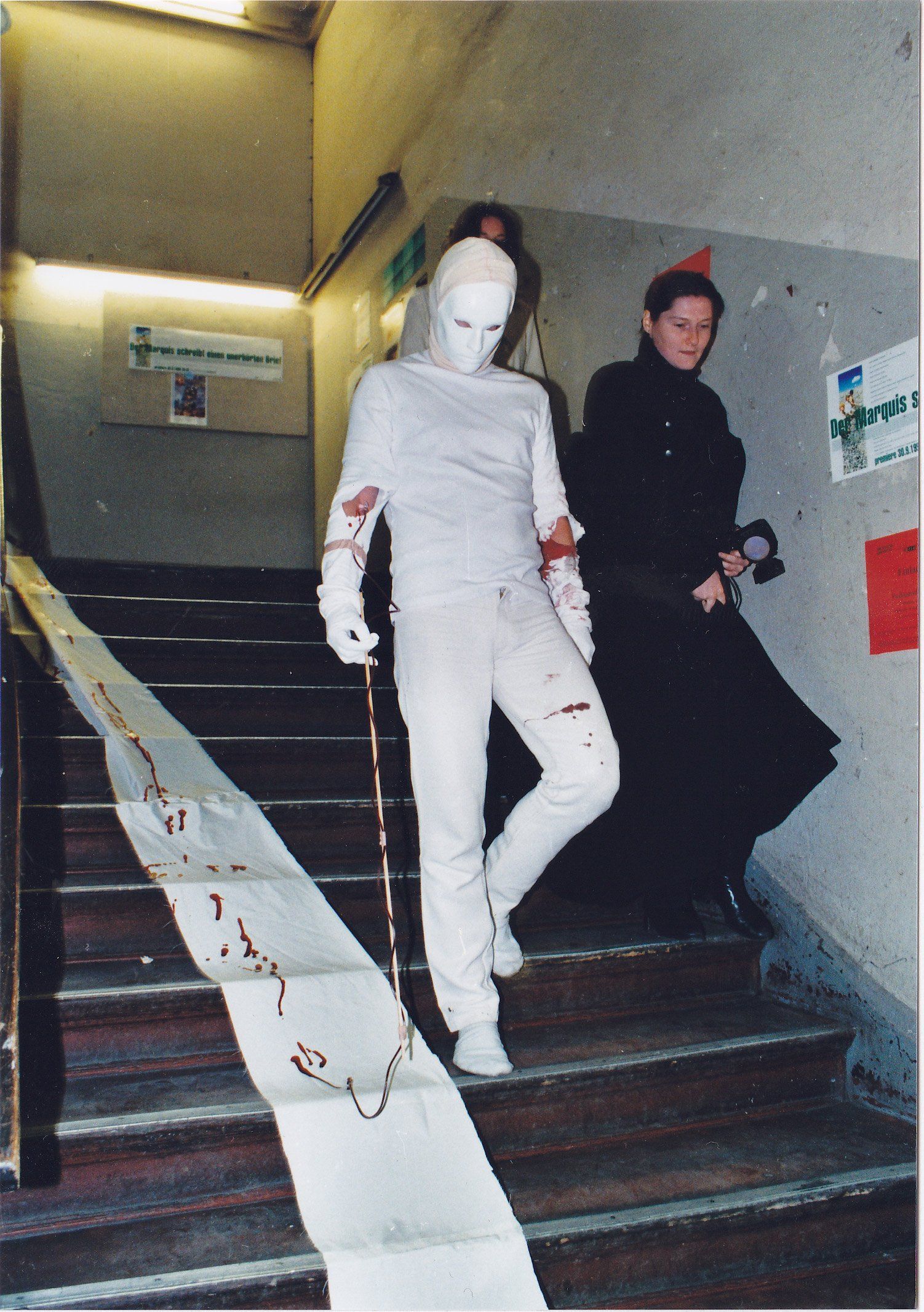 Performance by Sebastian Bieniek in the Sophiensäle in Berlin, 1999 titeled 