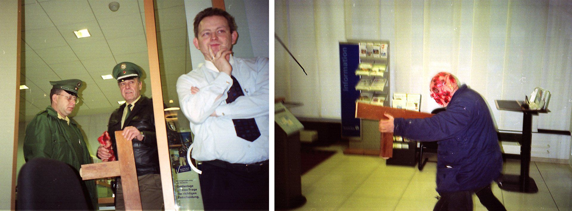 Performance in the Deutsche Bank, Friedrichstrasse, Berlin. Staged  Performance in the Deutsche Bank, Friedrichstrasse, Berlin. Staged