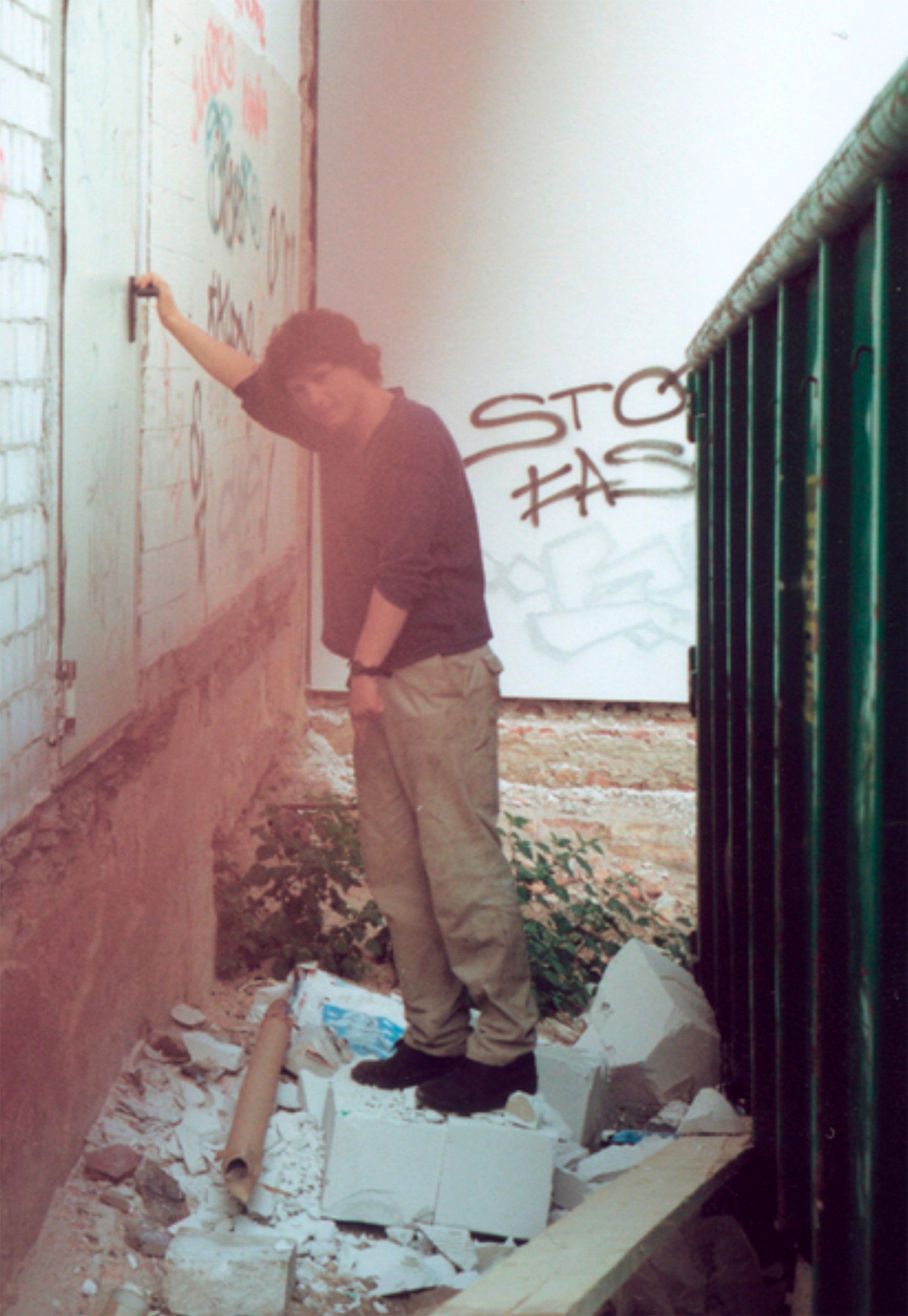 Sebastian Bieniek is after the exhibition entering the gallery (KW) where  Sebastian Bieniek is after the exhibition entering the gallery (KW) where