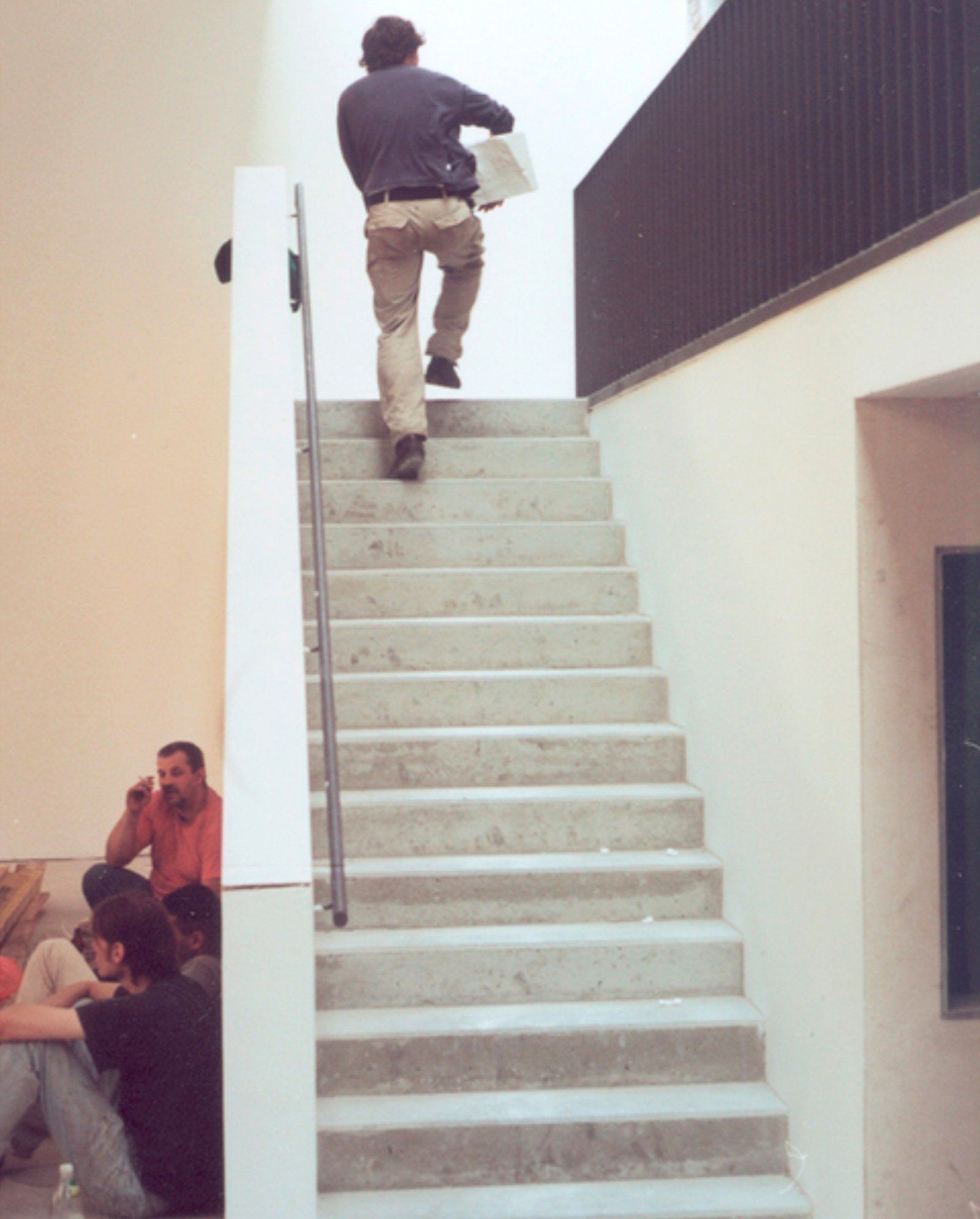The gallery worker make breakfast and just don't care when Sebastian Bieniek is carrying the rests of the The gallery worker make breakfast and just don't care when Sebastian Bieniek is carrying the rests of the