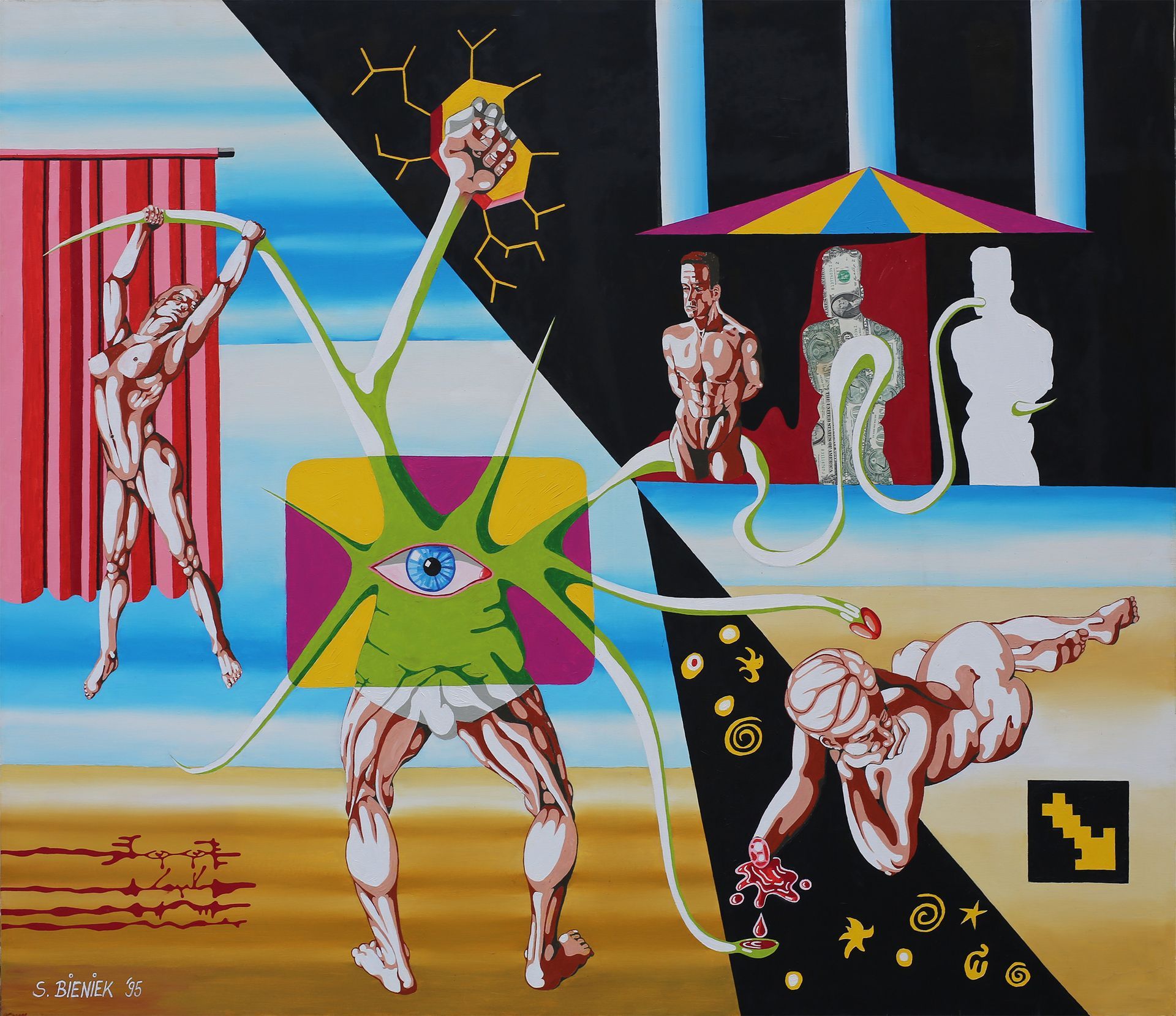 „Mediendemokratie - Rendezvous der Wahrheit“, Gemälde von Sebastian Bieniek