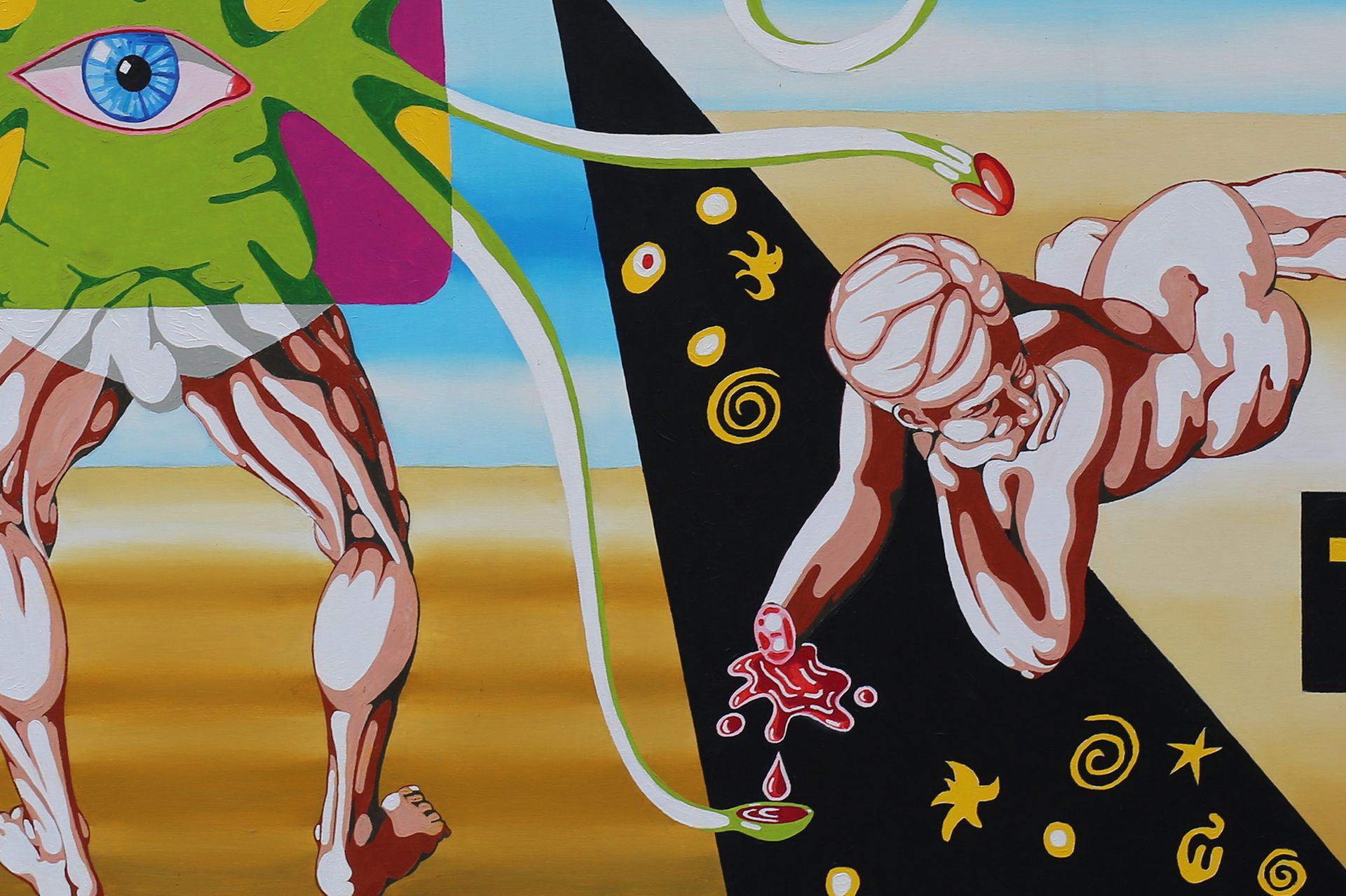 Media Libido and the Creation of Asexuality (Media and Sexuality in a State of Defenselessness), detail from the painting artwork, art, media, woman, sex, tree, bible, biblic, old testament, paradise, ewa, adam, snake, devil, painting, bieniek, Sebastian, berlin, old