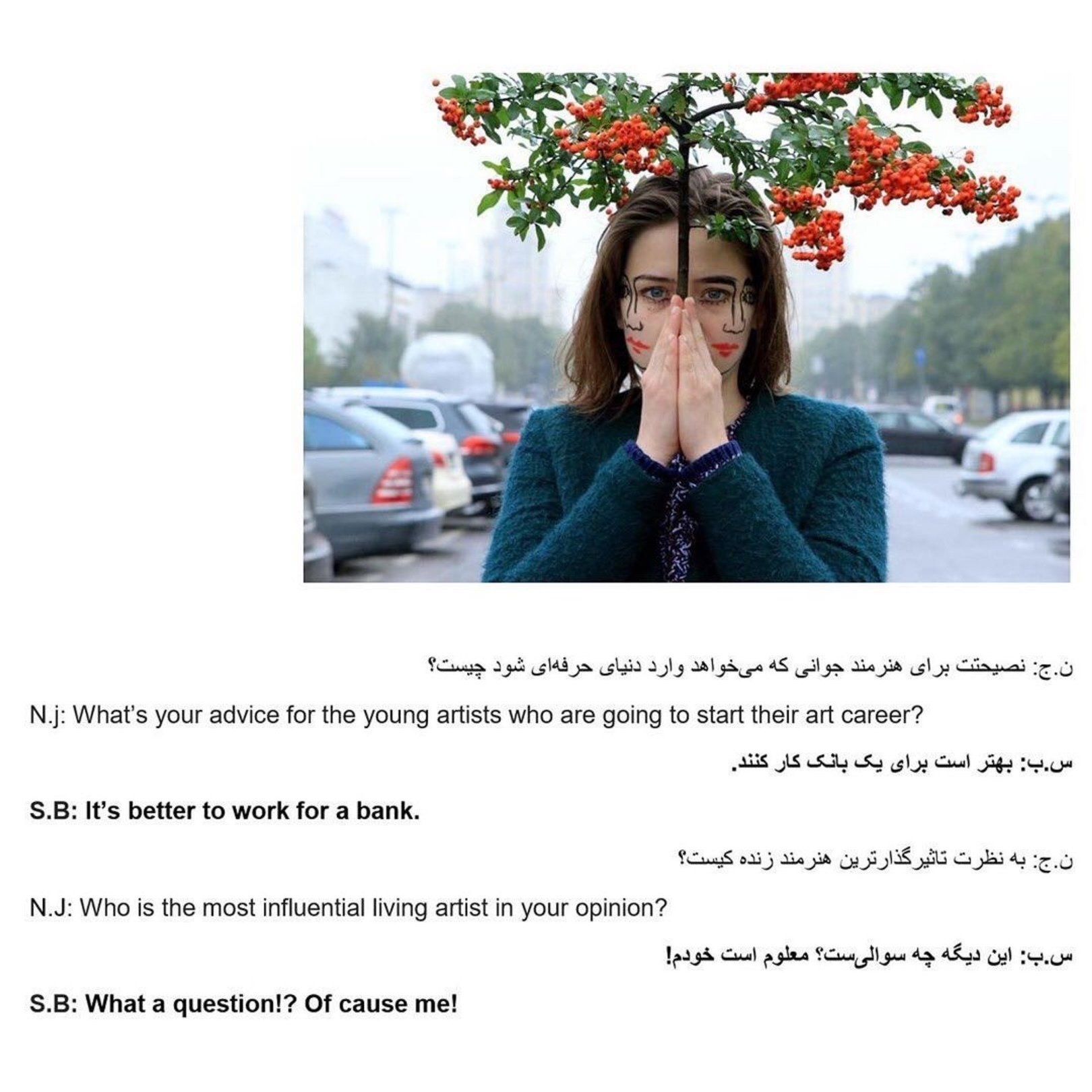 Navid Jahanbakhsh invterview on the „Bal Umagbe La“ performance (in Tehran/Iran) with Sebastian Bieniek, 2018 Navid Jahanbakhsh invterview on the „Bal Umagbe La“ performance (in Tehran/Iran) with Sebastian Bieniek, 2018