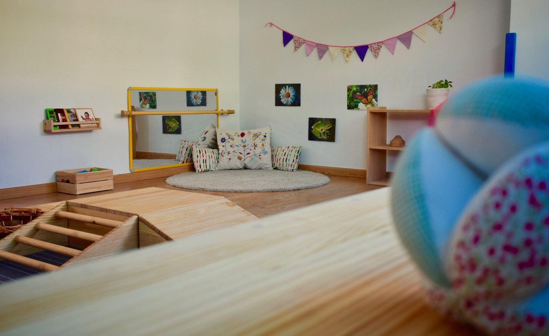Detalle pelota takane en ambiente Nido Escuela Montessori Boadilla -Detalle ambiente Nido