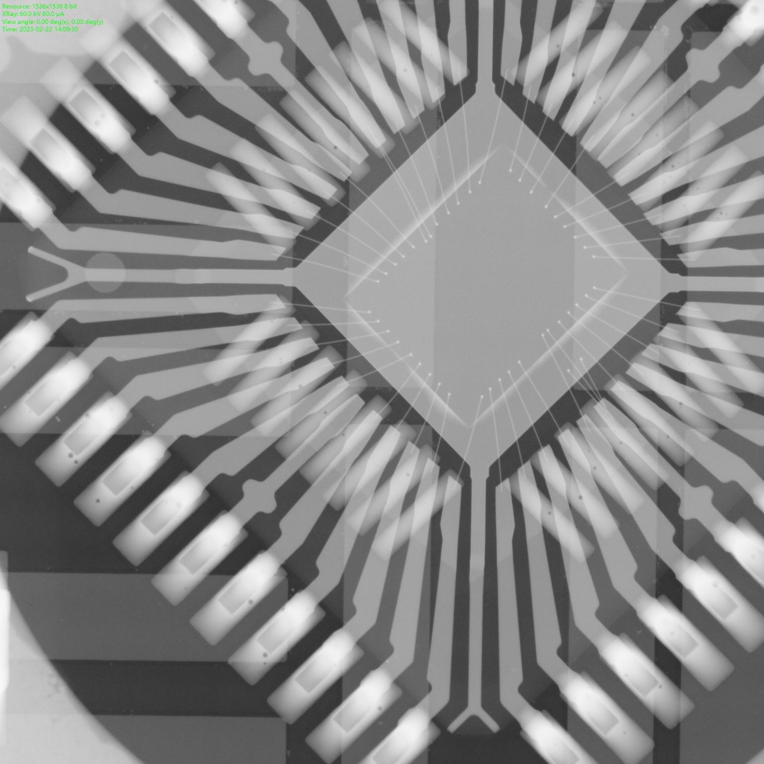 X-ray image of IC with bonding wires