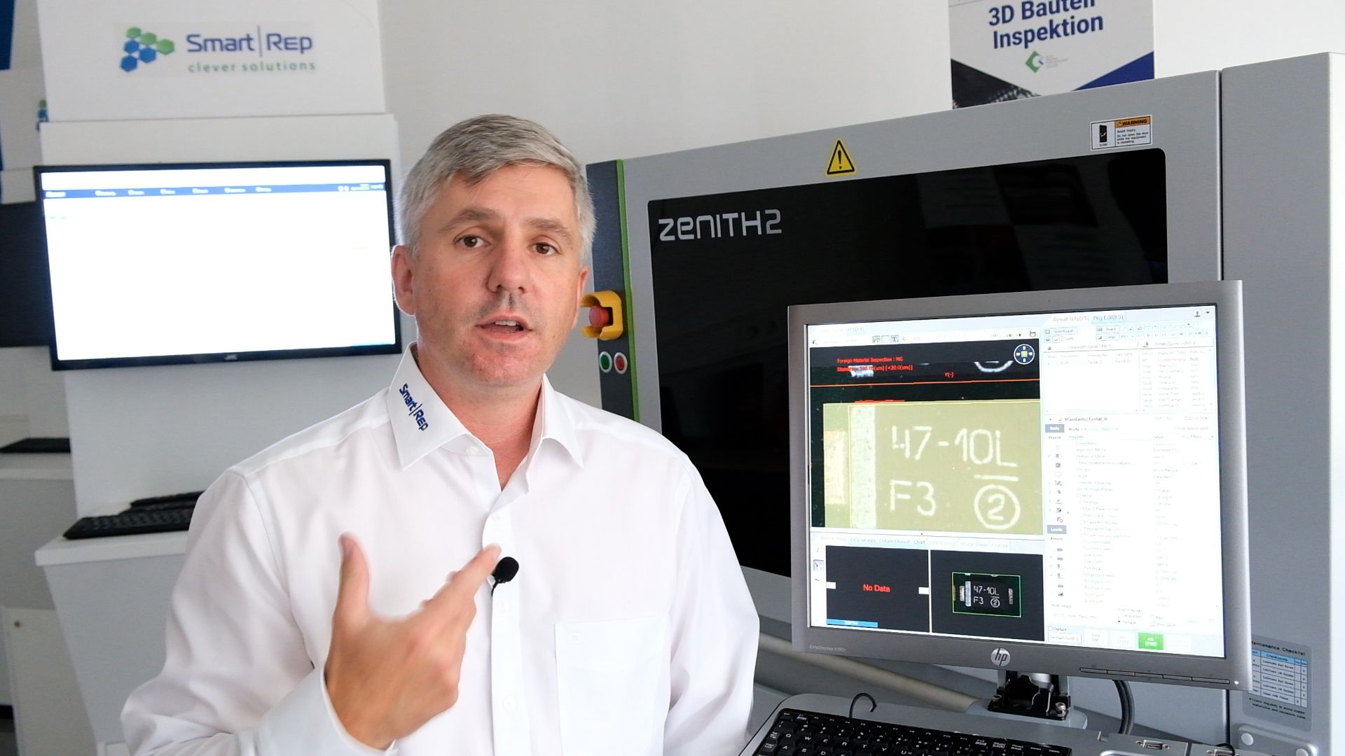 Training manager Christian Keß in front of the Koh Young 3D AOI Zenith 2