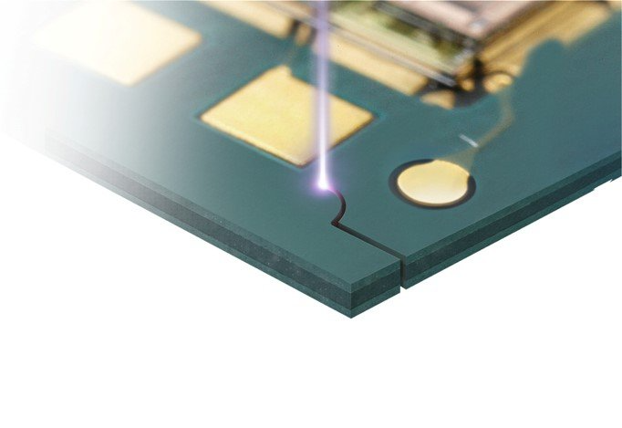 Leiterplatte, die mit Laser getrennt wird.