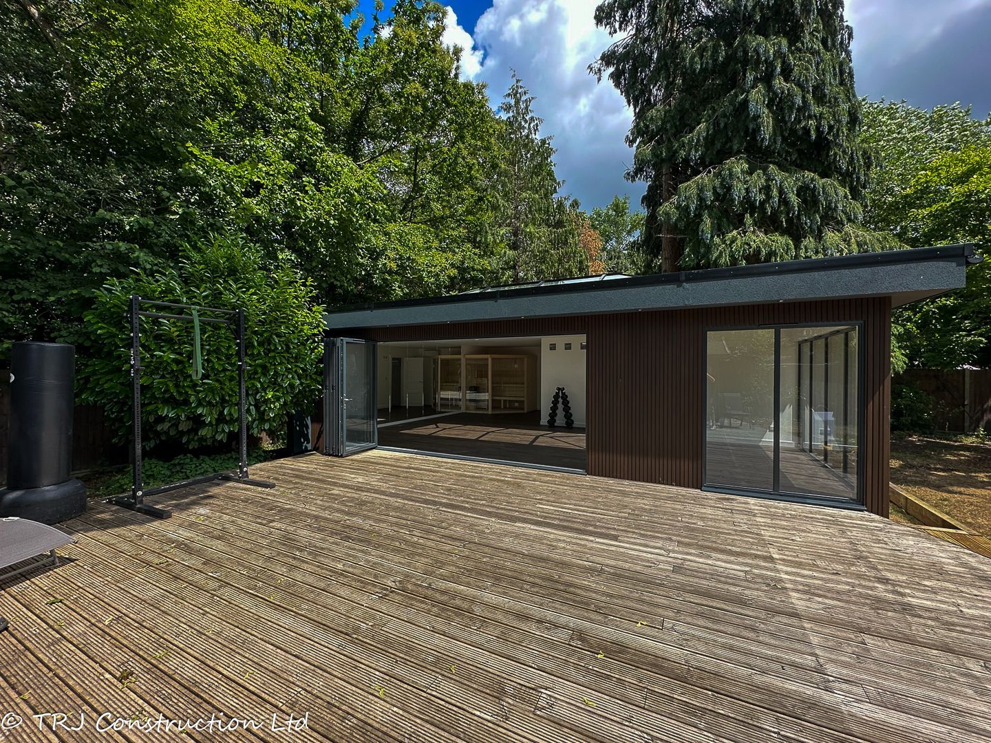 Annexe; garden room; granny annexe; gym; gym garden room; home gym; own gym; own sauna; personal gym room; sauna garden room; sauna room; sip panels; trj construction ltd;