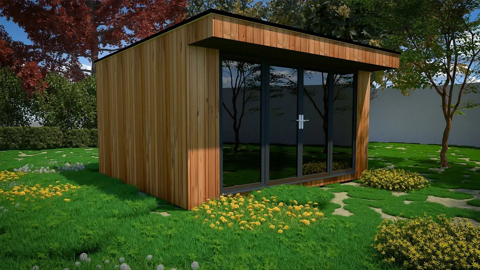 garden room with overhung