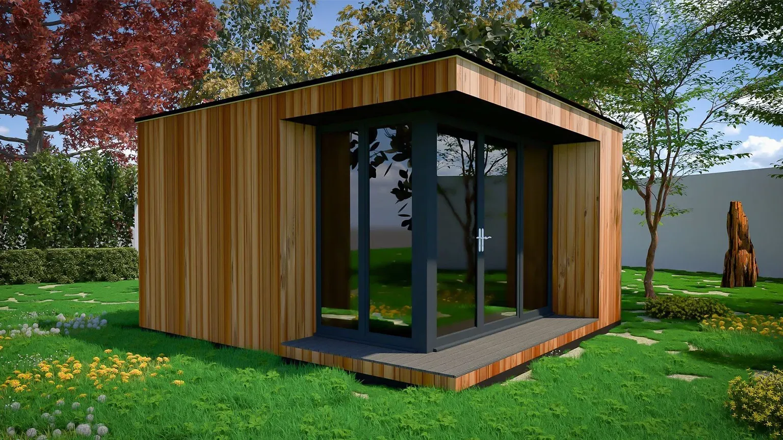 garden room with recess windows