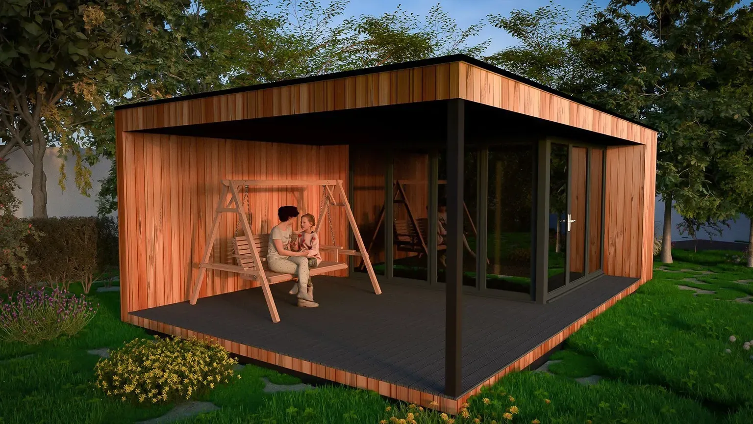 garden room with canopy