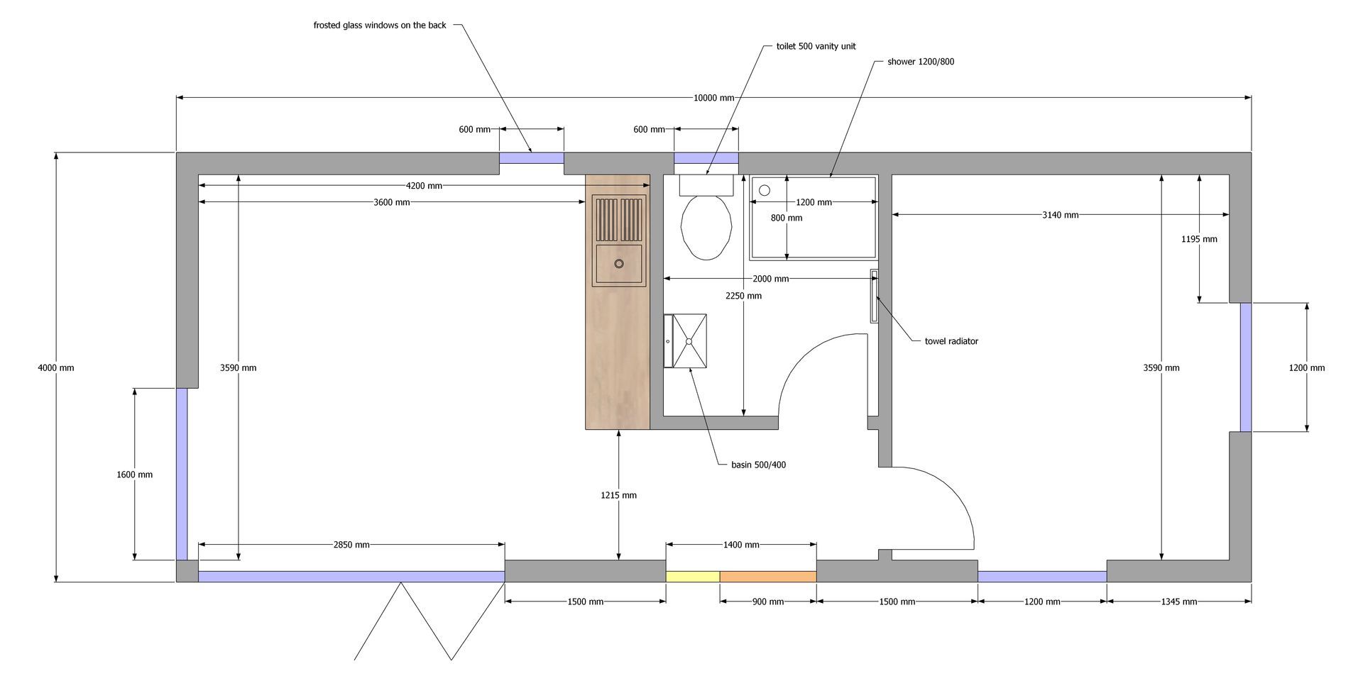 garden room architectural floor plan drawing