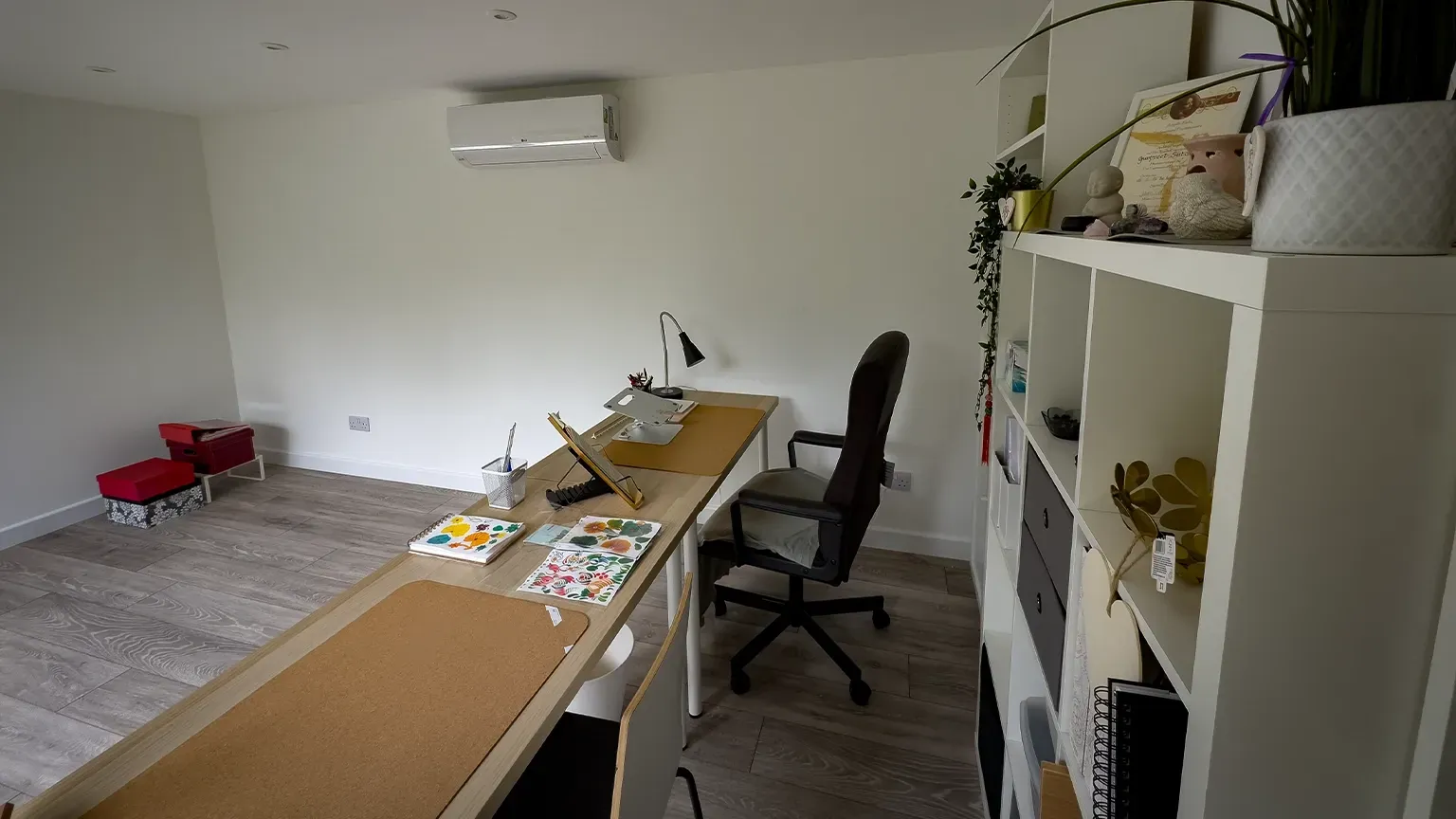 desk in garden office