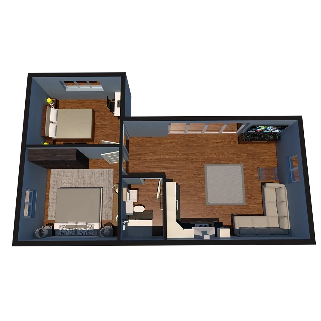 L shape granny annexe layout