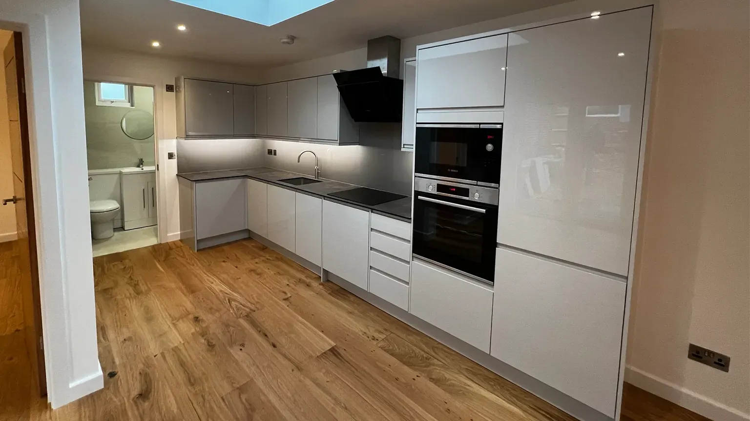 Kitchen layout inside a bespoke granny annexe