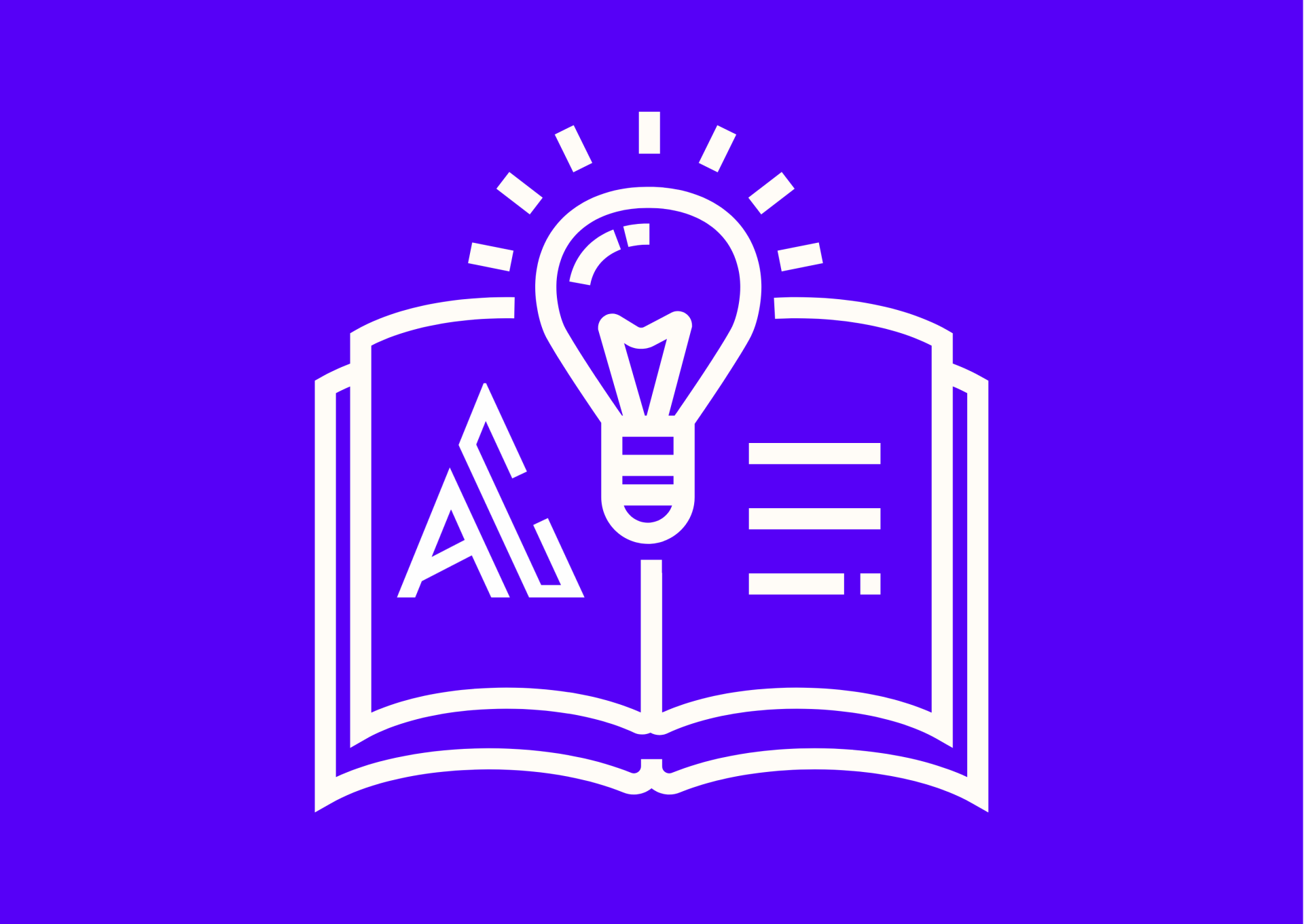 Blauer Hintergrund mit einer weißen Grafik, die symbolisch für ein Lexikon steht. Ein aufgeschlagenes Buch mit einer oben in der Mitte angeordneten Glühbirne. Auf der rechten Seite ist das Angry Cripples Logo, bestehend aus einem großen A und einem kleineren C, die zusammen ein Dreieck ergeben. Auf der rechten Seite sind Linien, die Text darstellen.