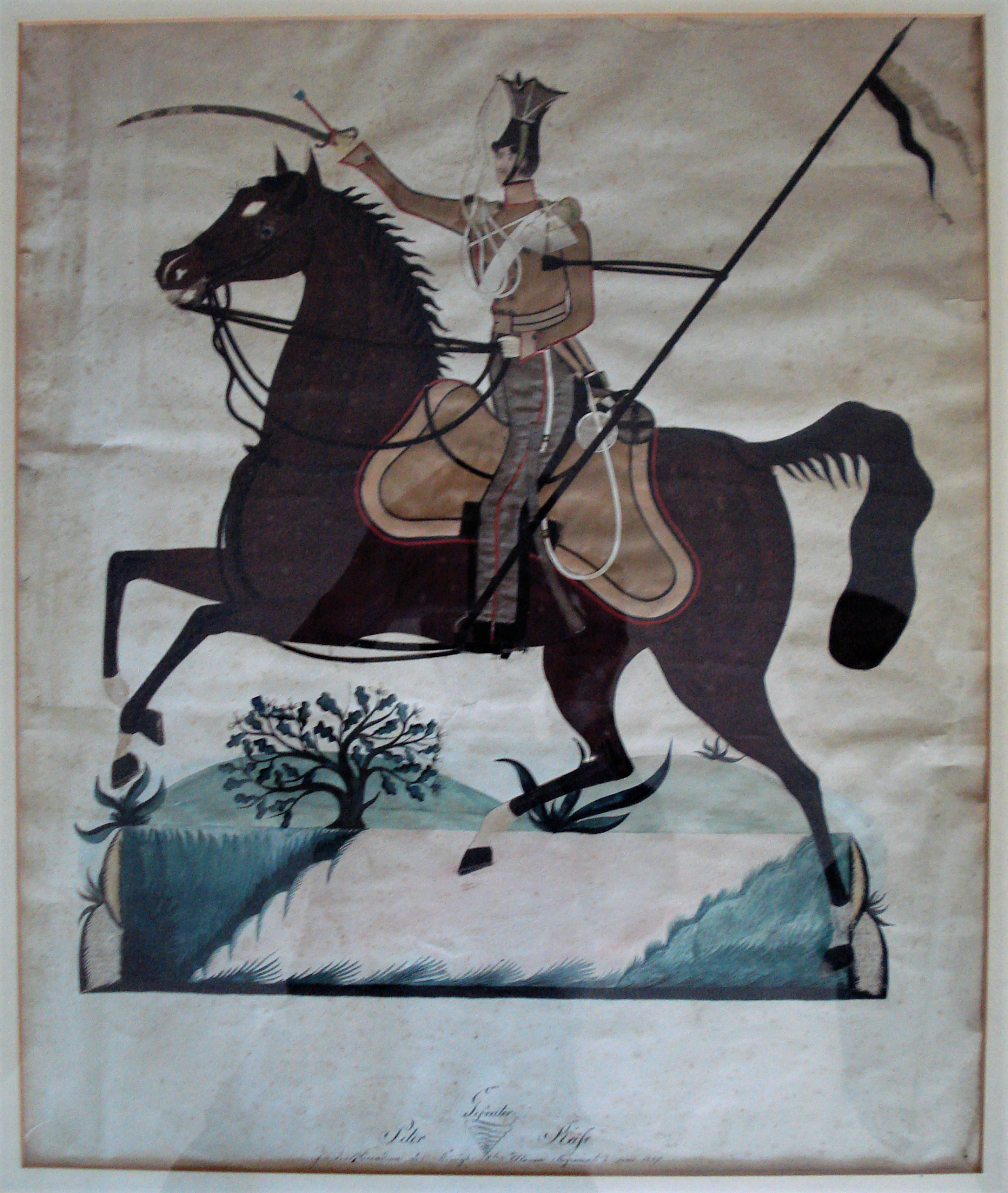 Darstellung des Ulan Johann Peter Reis, Vorfahre der heutigen Besitzerfamilie Schlöder