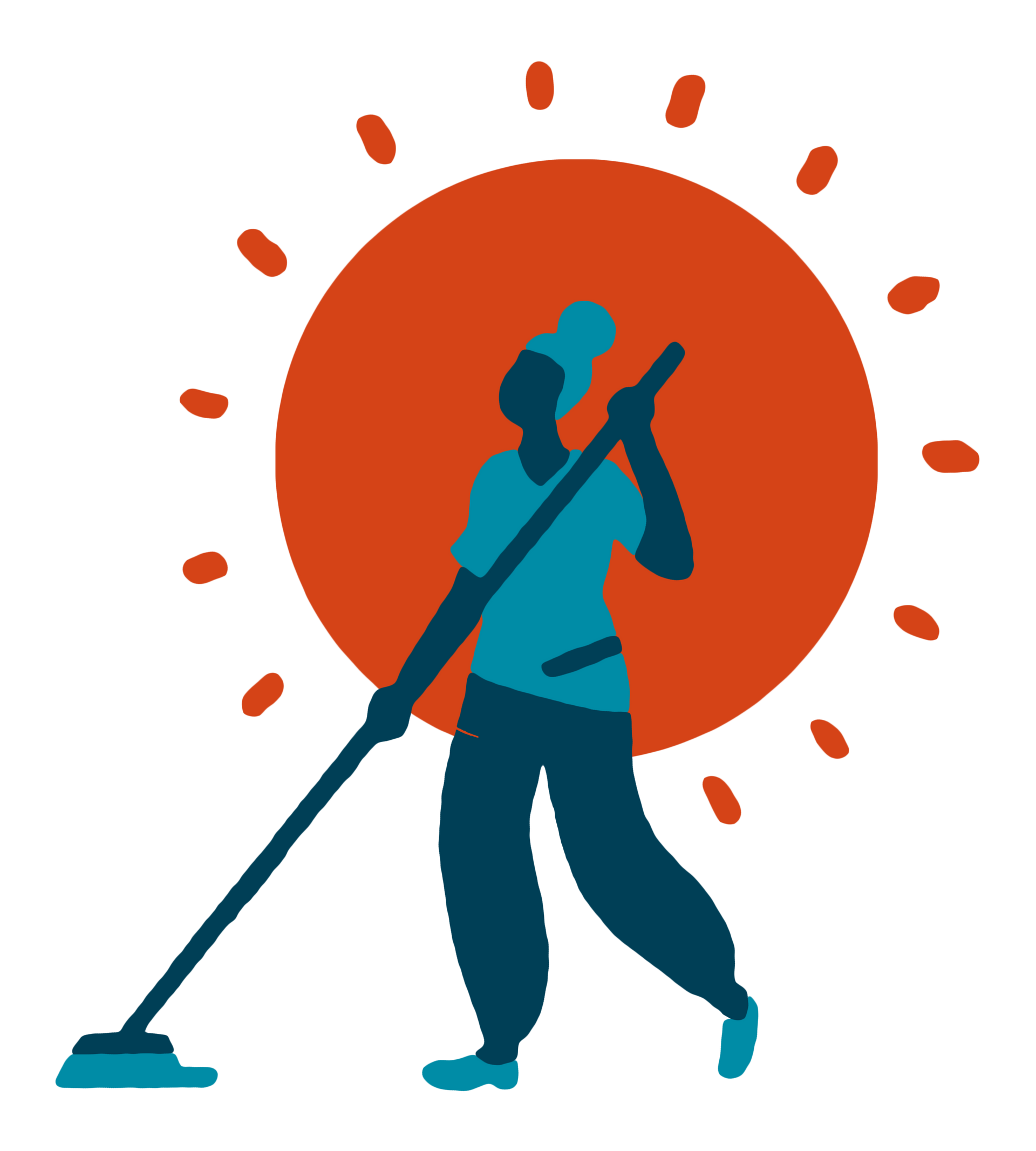 Das Label zeigt neben dem Slogan eine Reinigunskraft vor einer strahlenden Sonne.