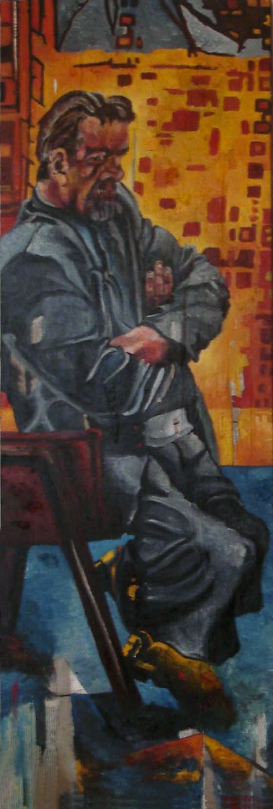 Fleurs bleues, technique de transfert d'images sur toile 3D retravaillé à l'encre en bichrome 40x40 cm, 2020