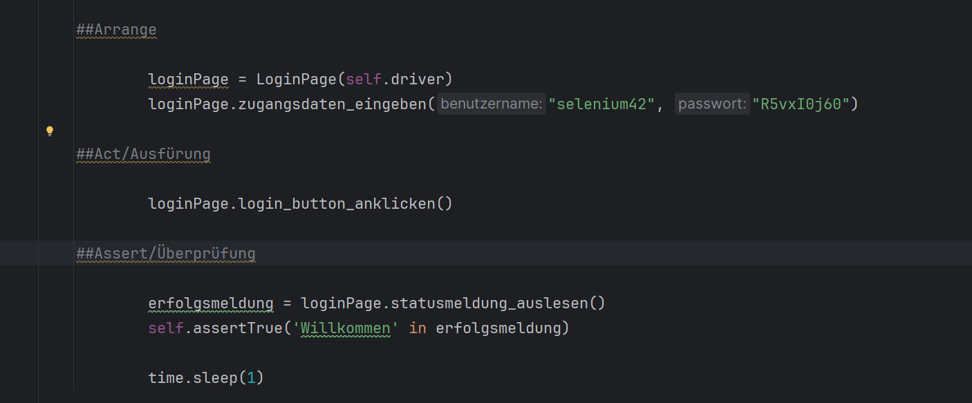Beispiel Verifikation eines Loginverfahrens mit Objekt Pattern