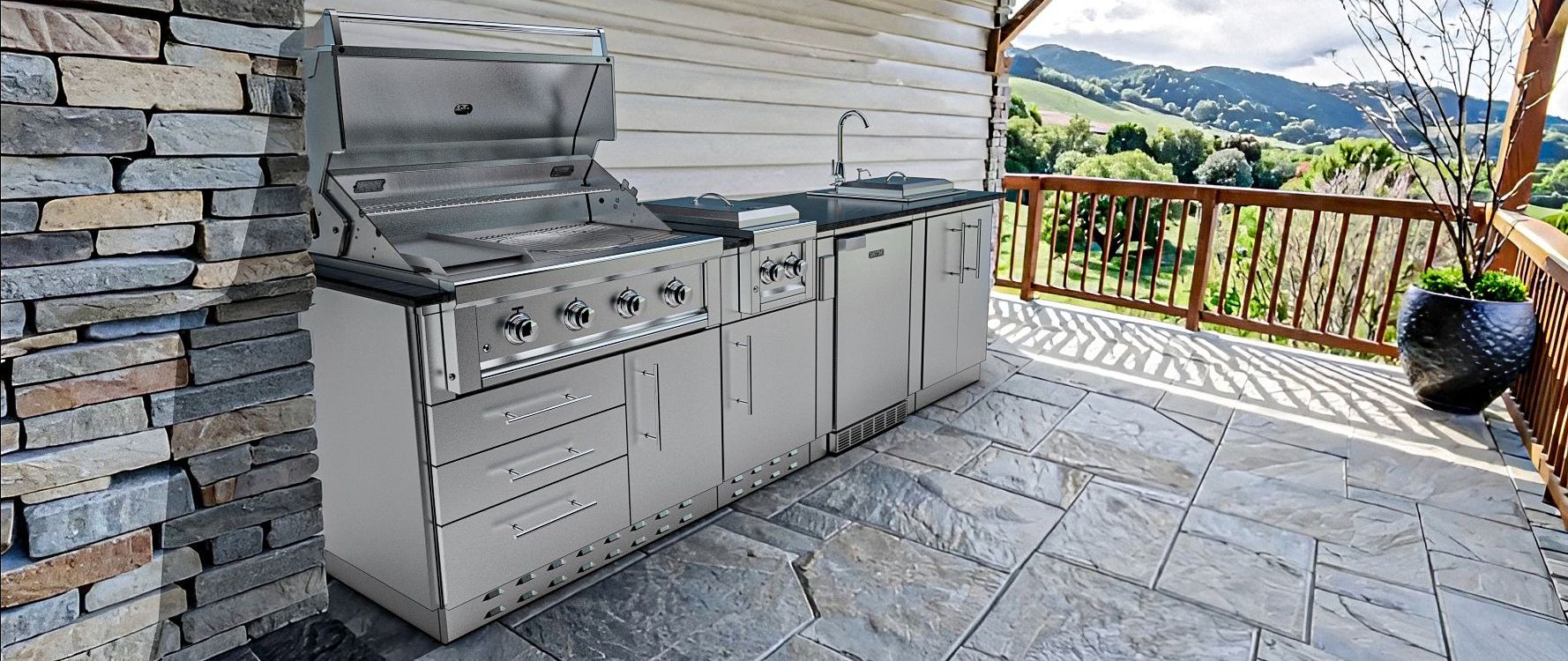 outdoor kitchen package bbq island on back patio