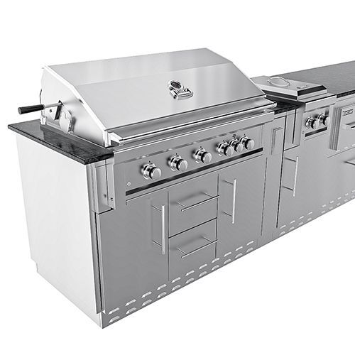 Stainless steel modular cabinets with bbq grill and side burner