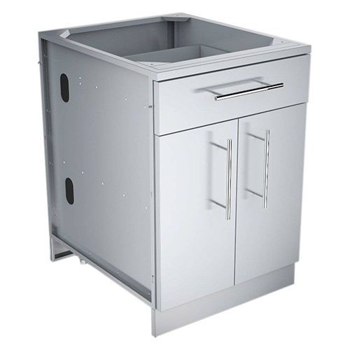 Stainless steel cabinet storage component with drawer