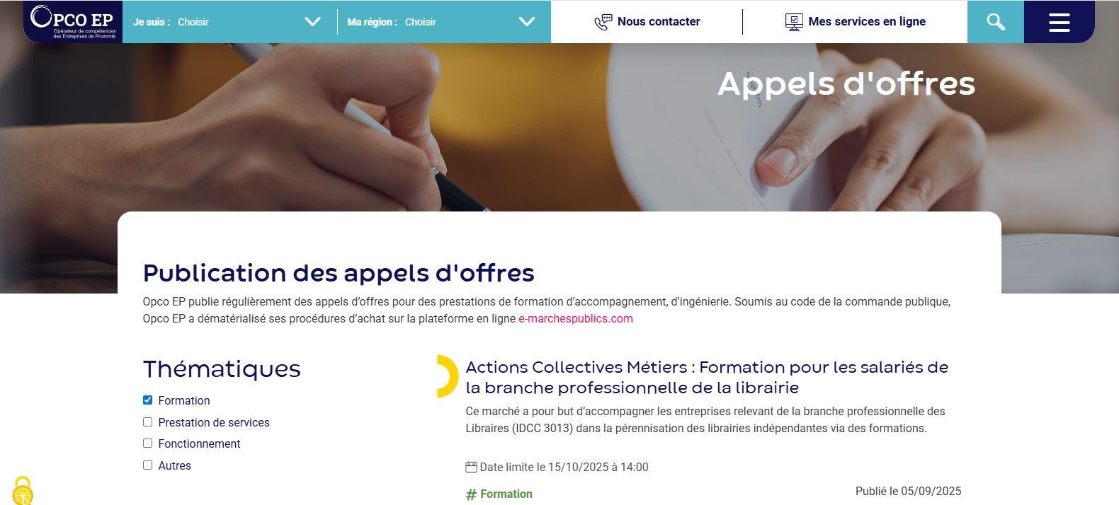 Prospecter ses appels d'offre sur les sites des OPCO