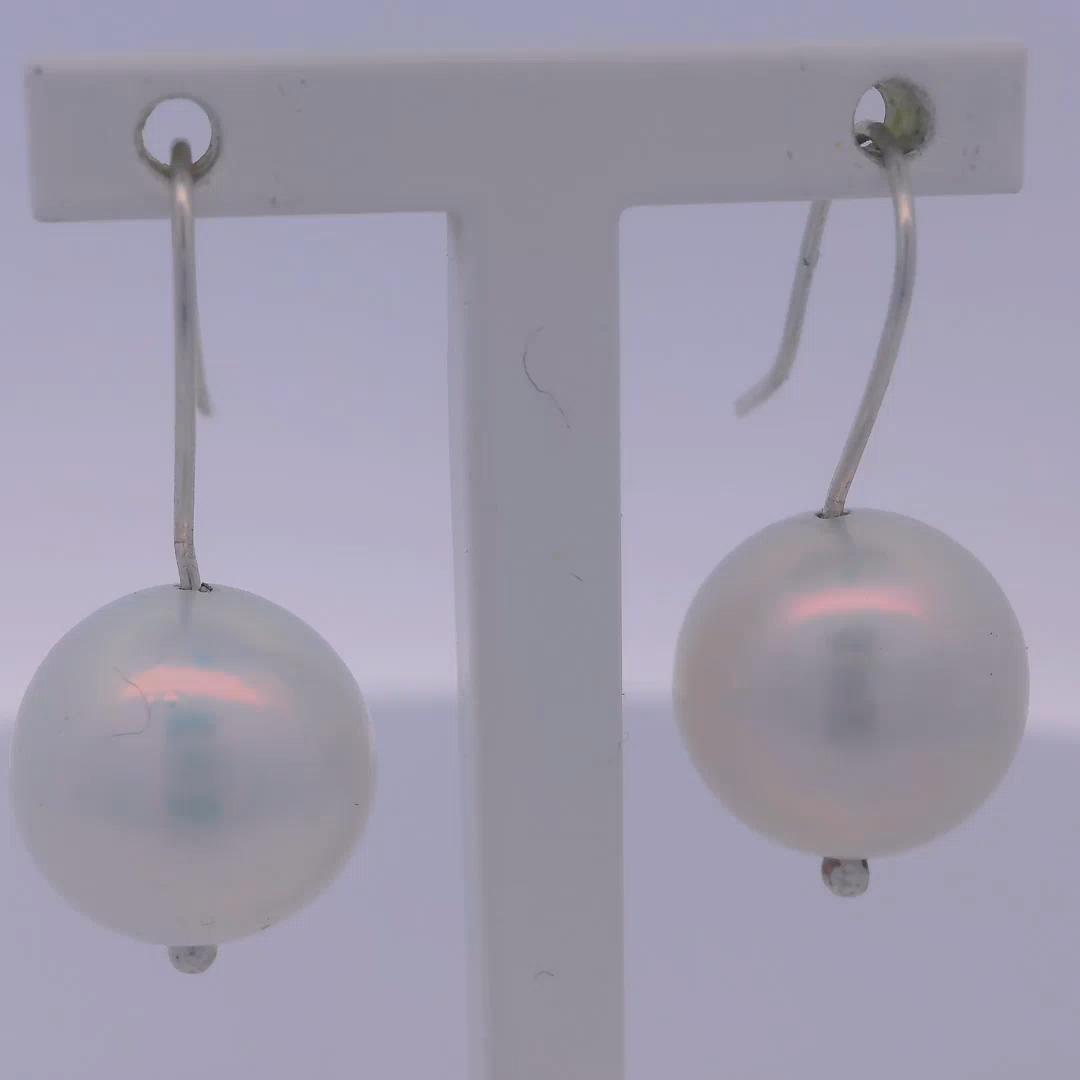 11.5mm Yangtze Pearl 14kt Earrings | Custom Gemstone Jewelry by David Porter Jewelry