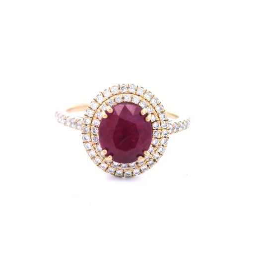 Ruby is the July birthstone. The gemstone's name comes from the Latin word