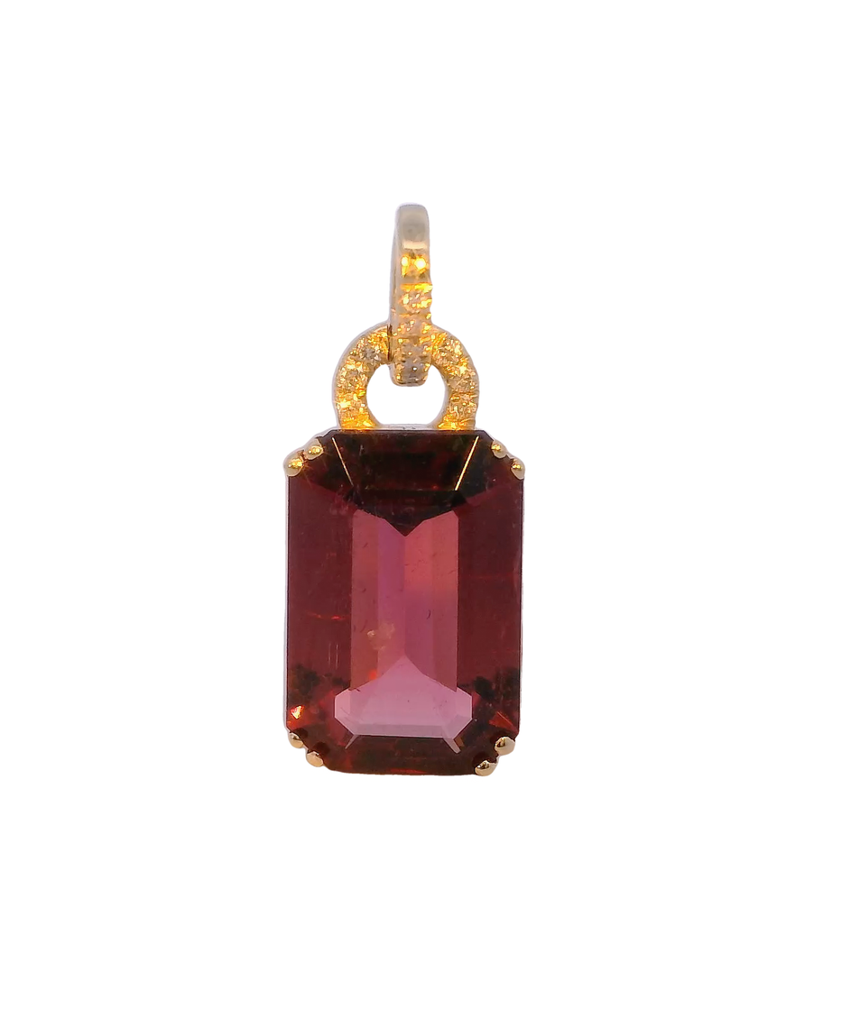 Rubellite and Diamond Pendant | Custom Gemstone Jewelry by David Porter Jewelry