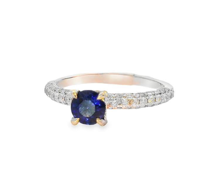 Blue Sapphire Diamond White Gold Ring | Custom Gemstone Jewelry by David Porter Jewelry