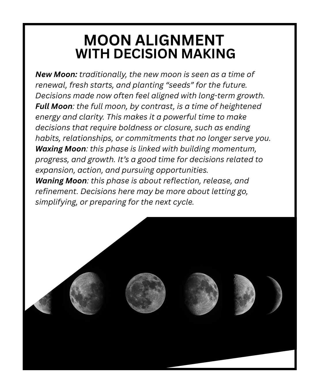 Moon phases alignment with decision making