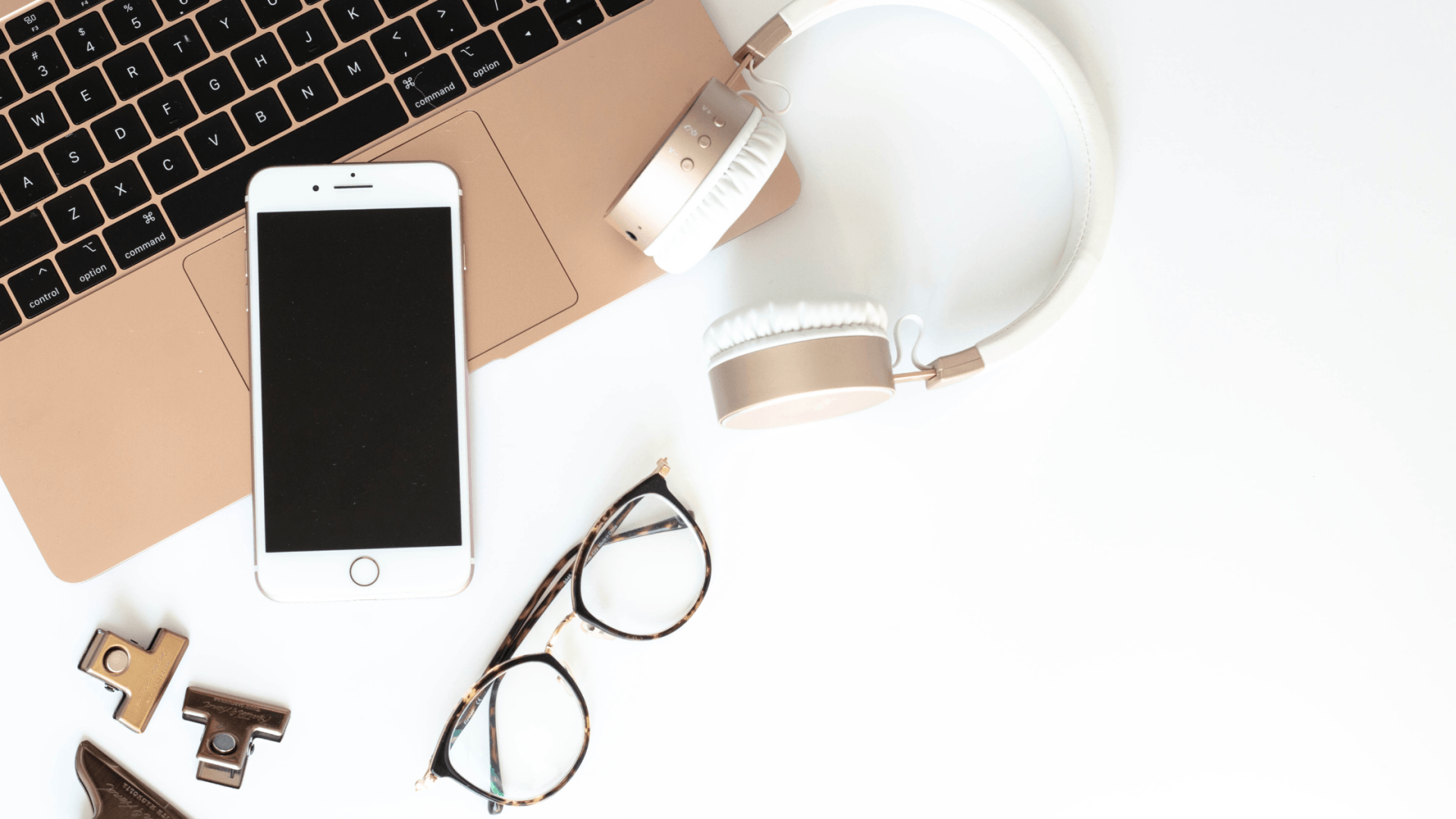 Golden business flatlay