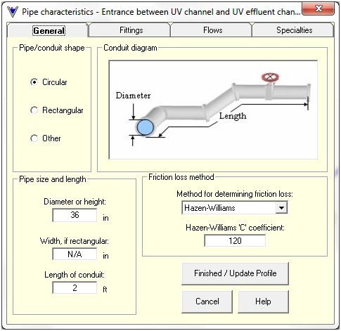 Visual Hydraulics design form sample image Visual Hydraulics software