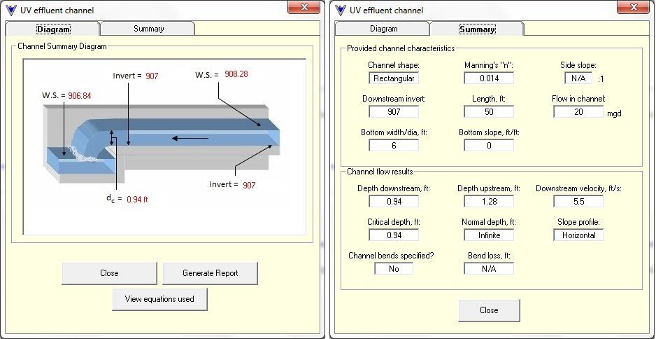 Visual Hydraulics summaries sample image Visual Hydraulics software