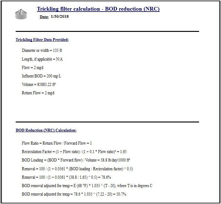 Reporting and equations sample image Visual Water Designer software