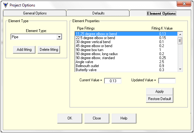 Calculation flexibility sample image Visual Hydraulics software